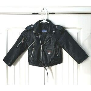 Toddler Black Biker Jacket USA Outdoor Habitat Size 2T